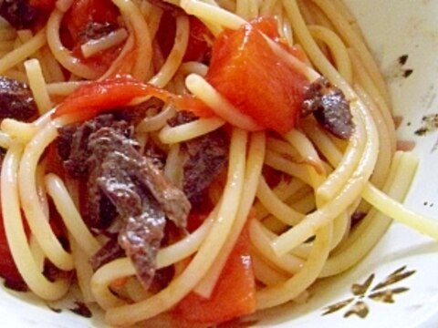 離乳食後期◎まぐろのあらとトマトのスパゲティ